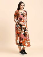 MomToBe Abstract Print Maternity A-Line Midi Dress - Image 3