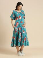 MomToBe Floral Print Maternity A-Line Midi Dress - Image 3