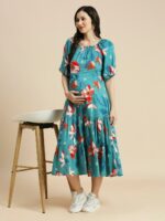 MomToBe Floral Print Maternity A-Line Midi Dress - Image 5