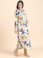 MomToBe Geometric Print Maternity Shirt Midi Dress - Image 3