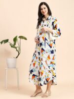 MomToBe Geometric Print Maternity Shirt Midi Dress - Image 5