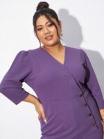 SASSAFRAS Curve Plus Size Wrap Top With Kick Pleat Trousers Co-Ords - Image 2