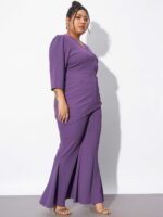 SASSAFRAS Curve Plus Size Wrap Top With Kick Pleat Trousers Co-Ords - Image 5