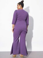 SASSAFRAS Curve Plus Size Wrap Top With Kick Pleat Trousers Co-Ords - Image 6