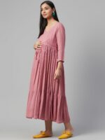 anayna Rose A-Line Tiered Cotton Maternity Dress - Image 3