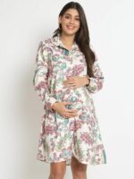angloindu Paisley Printed Maternity Shirt Dress