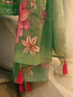 Indo Era Floral Embroidered Thread Work Pure Cotton Kurta with Trousers & With Dupatta - Image 4