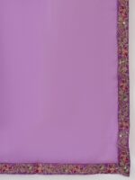 Indo Era Floral Embroidered V-Neck Liva Kurta with Trousers & Dupatta - Image 6