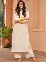 Lavanya The Label Embroidered Regular Aari Work Velvet Kurta with Trousers