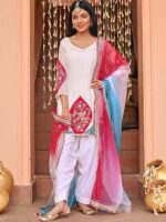 Lavanya The Label Floral Embroidered Regular Kurti With Patiala & Dupatta
