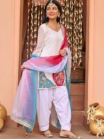 Lavanya The Label Floral Embroidered Regular Kurti With Patiala & Dupatta - Image 3