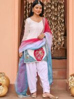 Lavanya The Label Floral Embroidered Regular Kurti With Patiala & Dupatta - Image 4