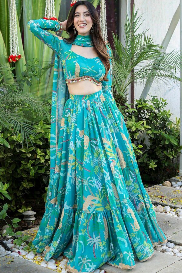 Lavanya The Label Floral Printed Beads & Stones Ready to Wear Lehenga Choli