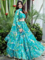 Lavanya The Label Floral Printed Beads & Stones Ready to Wear Lehenga Choli - Image 3