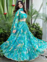 Lavanya The Label Floral Printed Beads & Stones Ready to Wear Lehenga Choli - Image 5