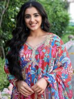 Lavanya The Label Floral Printed V-Neck Sequinned Anarkali Kurta With Palazzos & Dupatta - Image 2