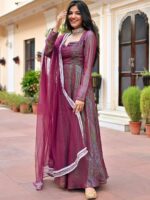 Lavanya The Label Sweetheart Neck Tissue Anarkali Kurta & Trousers With Dupatta - Image 4