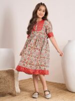 pspeaches Ethnic Motifs Printed Cotton Midi Dress - Image 5