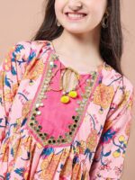 pspeaches Floral Print Bell Sleeve Empire Midi Dress - Image 2