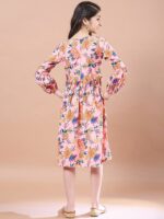 pspeaches Floral Print Bell Sleeve Empire Midi Dress - Image 4