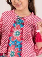 pspeaches Floral Print Round Neck Sleeveless A-Line Midi Dress With Jacket - Image 2