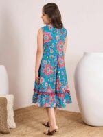 pspeaches Floral Print Round Neck Sleeveless A-Line Midi Dress With Jacket - Image 7