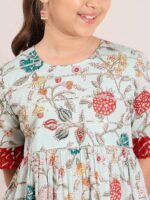 pspeaches Floral Printed Bell Sleeves Cotton A-Line Midi Dress - Image 2