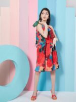 pspeaches Girls Abstract Printed Georgette Fit & Flare Dress - Image 3