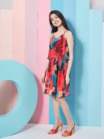 pspeaches Girls Abstract Printed Georgette Fit & Flare Dress - Image 4