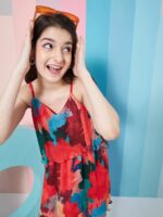 pspeaches Girls Abstract Printed Georgette Fit & Flare Dress - Image 7