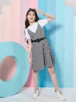 pspeaches Girls Checked Cotton A-Line Dress