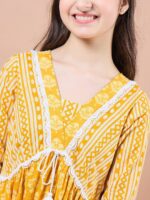 pspeaches Girls Ethnic Motifs Print Cotton V-Neck A-Line Midi Dress - Image 2