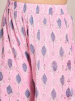 pspeaches Girls Ethnic Motifs Printed Pleated A-Line Pure Cotton Kurta with Palazzo - Image 3
