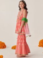 pspeaches Girls Ethnic Motifs Printed Regular Gotta Patti Kurta with Sharara & With Dupatta - Image 4