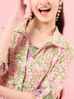 pspeaches Girls Floral Print Square Neck Shoulder Straps Cotton A-Line Midi Dress - Image 2