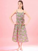 pspeaches Girls Floral Print Square Neck Shoulder Straps Cotton A-Line Midi Dress - Image 7