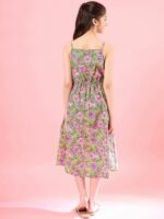 pspeaches Girls Floral Print Square Neck Shoulder Straps Cotton A-Line Midi Dress - Image 8