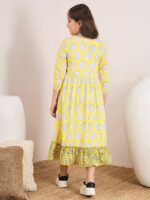 pspeaches Girls Floral Printed Cotton A-Line Midi Dress - Image 4
