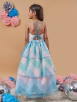 pspeaches Girls Geometric Print Shoulder Strap Fit & Flare Maxi Dress - Image 4