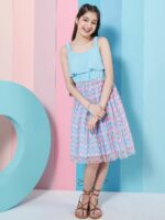 pspeaches Girls Geometric Printed Fit & Flare Dress