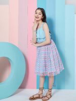 pspeaches Girls Geometric Printed Georgette Fit & Flare Dress - Image 3
