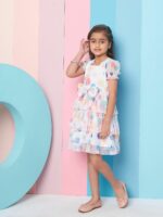 pspeaches Girls Geometric Printed Layered Fit & Flare Dress - Image 3