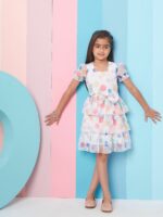 pspeaches Girls Geometric Printed Layered Fit & Flare Dress - Image 5
