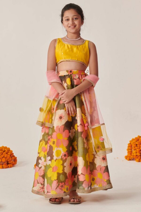pspeaches Girls Printed Ready to Wear Lehenga & Blouse With Dupatta