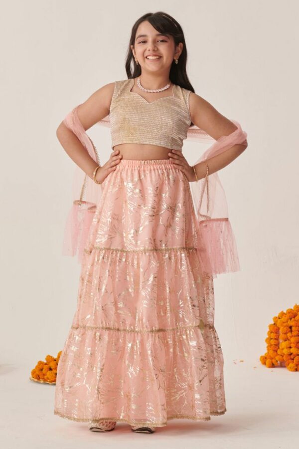 pspeaches Girls Printed Ready to Wear Lehenga & Blouse With Dupatta