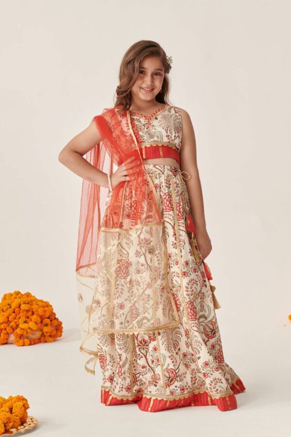 pspeaches Girls Printed Ready to Wear Lehenga & Blouse With Dupatta