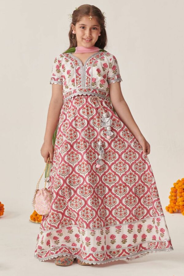 pspeaches Girls Printed Ready to Wear Lehenga & Blouse With Dupatta