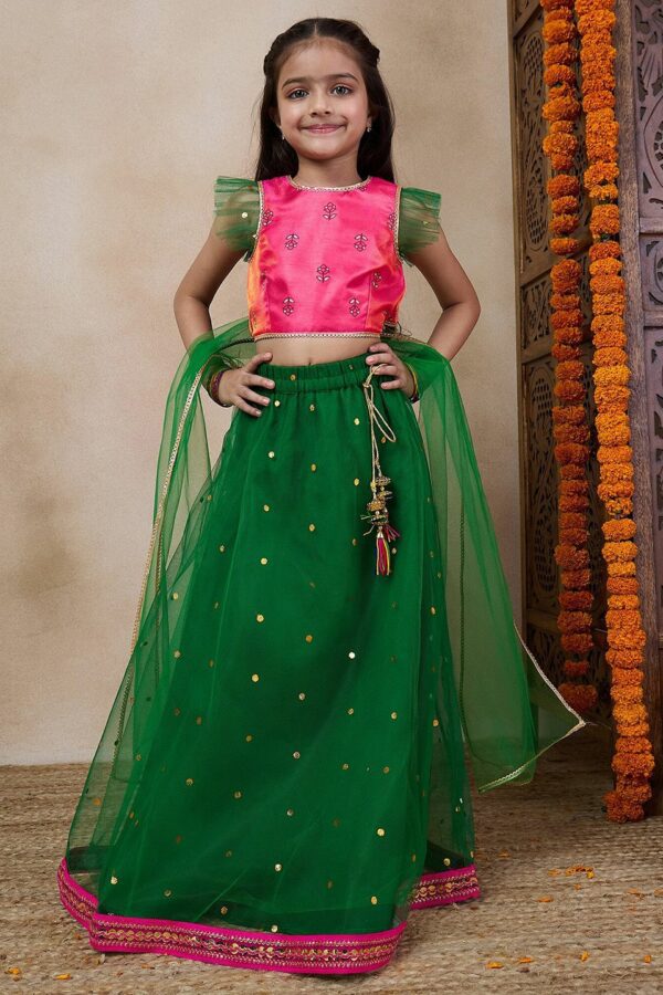 pspeaches Girls Printed Ready to Wear Lehenga & Blouse With Dupatta