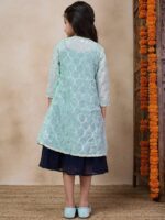 pspeaches Girls Self Design Embellished Fit & Flare Midi Georgette Ethnic Dress With Jacket - Image 4