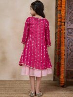 pspeaches Girls Tiered Sleeveless A-Line Midi Georgette Ethnic Dress With Embroidered Shrug - Image 5